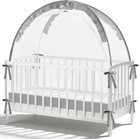 خيمة سرير لإبقاء الطفل بداخلها - توقف عن التسلق بسحاب مزدوج وقضبان قوية، مظلة شبكية قابلة للتنفس لسهولة التركيب، تناسب أسرة الأطفال القياسية in Kuwait