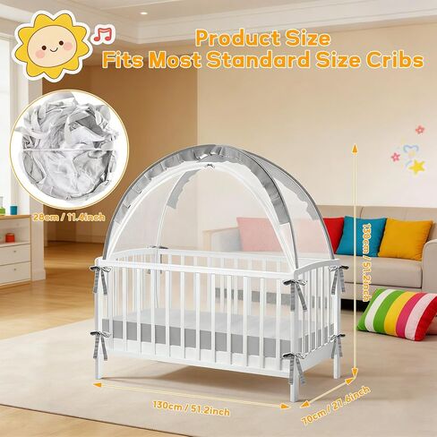 خيمة سرير لإبقاء الطفل بداخلها - توقف عن التسلق بسحاب مزدوج وقضبان قوية، مظلة شبكية قابلة للتنفس لسهولة التركيب، تناسب أسرة الأطفال القياسية in Kuwait