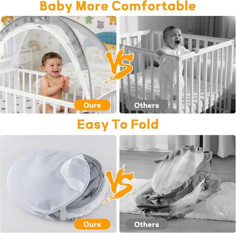 خيمة سرير لإبقاء الطفل بداخلها - توقف عن التسلق بسحاب مزدوج وقضبان قوية، مظلة شبكية قابلة للتنفس لسهولة التركيب، تناسب أسرة الأطفال القياسية in Kuwait