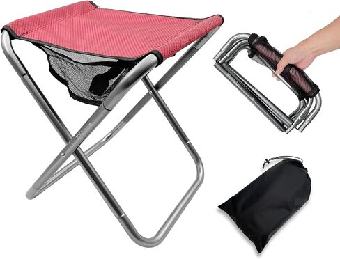 للطي التخييم البراز، 16 بوصة طويل القامة المحمولة للطي البراز سبائك الألومنيوم خفيفة الوزن البراز مقعد أحمر قابل للطي مع حقيبة حمل لصيد الأسماك في الهواء الطلق التخييم المشي لمسافات طويلة والشواء (الأزرق) in Kuwait