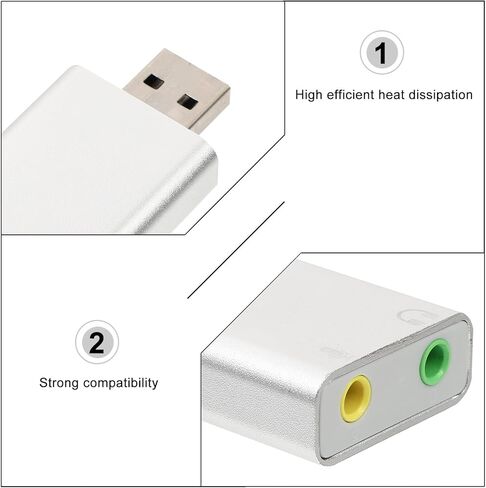 بطاقة صوت محول صوت خارجي USB لقناة Kisangel مع سماعة رأس ومقبس ميكروفون لألعاب الكمبيوتر المكتبي وتشغيل الموسيقى in Kuwait