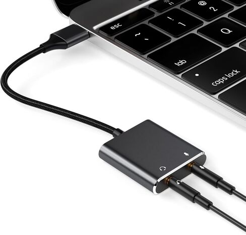 محول صوت USB بطاقة صوت ستيريو خارجية مع منفذ ميكروفون سماعة رأس 3.5 ملم مناسب لأجهزة الكمبيوتر المحمول in Saudi Arabia