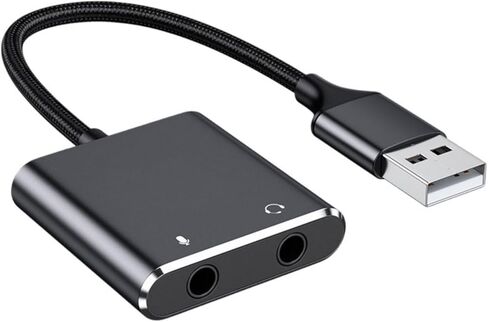 محول صوت USB بطاقة صوت ستيريو خارجية مع منفذ ميكروفون سماعة رأس 3.5 ملم مناسب لأجهزة الكمبيوتر المحمول in Saudi Arabia