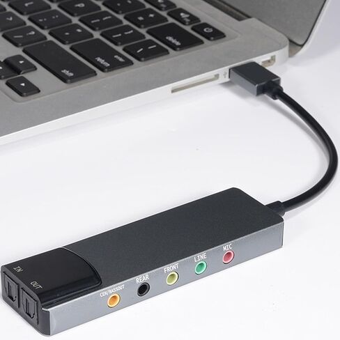بطاقة صوت محيطية USB Asixxsix 7.1، بطاقة صوت خارجية للكمبيوتر المحمول مع صوت رقمي SPDIF، محول بطاقة صوت USB 2.0 للكمبيوتر الشخصي، غلاف من سبائك الألومنيوم in Kuwait