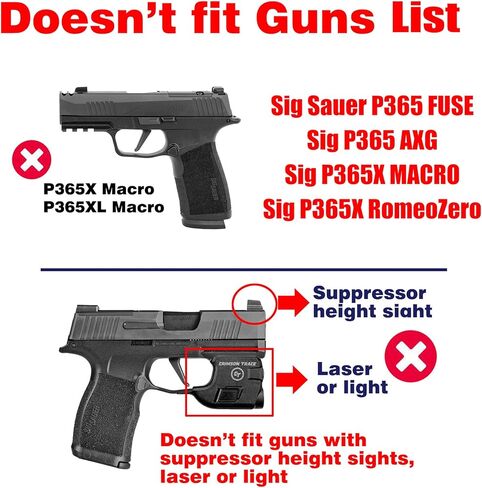 حافظة مسدس متوافقة مع Sig Sauer P365، Sig P365XL، Sig P365 SAS، Sig P365X (ليس لـ P365X Macro/RomeoZero)، حافظة OWB، احتفاظ قابل للتعديل وحافظة تكتيكية غير قابلة للتحرير، إطلاق سريع - اليد اليمنى in Kuwait