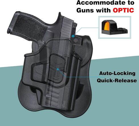 حافظة مسدس متوافقة مع Sig Sauer P365، Sig P365XL، Sig P365 SAS، Sig P365X (ليس لـ P365X Macro/RomeoZero)، حافظة OWB، احتفاظ قابل للتعديل وحافظة تكتيكية غير قابلة للتحرير، إطلاق سريع - اليد اليمنى in Kuwait