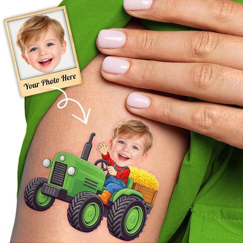 96 PCS Tractor Farm Farmhouse Pre-Cut Temporary Tattoos for Kids | Super Cute Theme Birthday Party Favors, Supplies, Decorations, Green Red Fake Tattoo Stickers, School Rewards & Gifts Boys & Girls in Kuwait