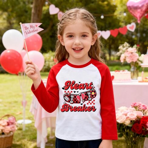 Boys Girls Valentines Day Shirts Raglan Long Sleeve Monster Truck Love Heart Tops Clothes for Kids 2-7 Years in Saudi Arabia