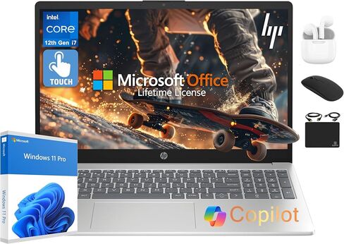 كمبيوتر محمول HP 2025 Flagship بشاشة لمس FHD مقاس 15.6 بوصة، معالج Intel i7 10-Core، ذاكرة الوصول العشوائي 64 جيجابايت، تخزين 1.5 تيرابايت (1 تيرابايت SSD + 500 جيجابايت تحويلة)، Iris Xe Graphic WiFi، HubxcelAccessory، Win 11 Pro مع Microsoft Office مدى ا in Kuwait
