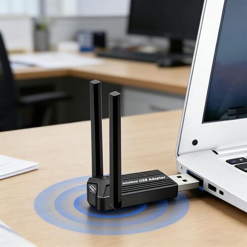 محول واي فاي USB بسرعة 1800 ميجابت في الثانية لأجهزة الكمبيوتر المكتبية، محول شبكة WiFi 6 ثنائي النطاق مع هوائيات عالية الكسب 2.4 جيجا هرتز/5 جيجا هرتز، MU-MIMO، WPA3، يدعم Windows 10/11 - AX1820 in Kuwait