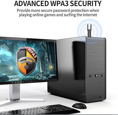 محول واي فاي USB بسرعة 1800 ميجابت في الثانية لأجهزة الكمبيوتر المكتبية، محول شبكة WiFi 6 ثنائي النطاق مع هوائيات عالية الكسب 2.4 جيجا هرتز/5 جيجا هرتز، MU-MIMO، WPA3، يدعم Windows 10/11 - AX1820 in Kuwait