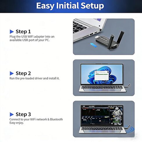 محول واي فاي USB بسرعة 1800 ميجابت في الثانية لأجهزة الكمبيوتر المكتبية، محول شبكة WiFi 6 ثنائي النطاق مع هوائيات عالية الكسب 2.4 جيجا هرتز/5 جيجا هرتز، MU-MIMO، WPA3، يدعم Windows 10/11 - AX1820 in Kuwait