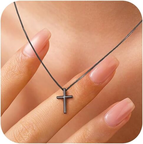 925 Sterling Silver Cross Necklace for Women, Tiny Religious Cross Stuffers Baptism Religious Faith Chain Pendant Necklace for Men 14K Gold Plated Cross Choker Necklace Birthday Easter Jewelry Gift in Saudi Arabia