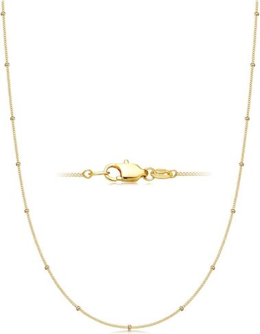 قلادة سلسلة من الفضة الاسترليني S925 من IEFWELL للنساء - سلسلة خرز من الفضة الاسترليني المطلية بالذهب الحقيقي عيار 14 قيراط، 14/16/18/20/22/24 بوصة 1.2 ملم هدايا مجوهرات مضادة للحساسية للنساء in Kuwait