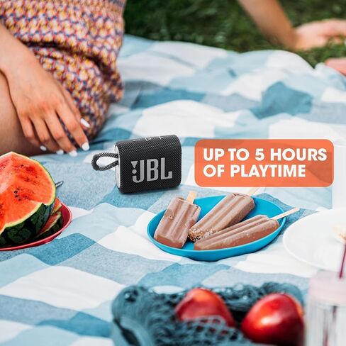 JBL Go 3 - للاستخدام المحمول - مكبر صوت مزود بتقنية البلوتوث - بطارية مدمجة مقاومة للماء والغبار - تتضمن قطعة قماش للتنظيف (أزرق مخضر) in Kuwait