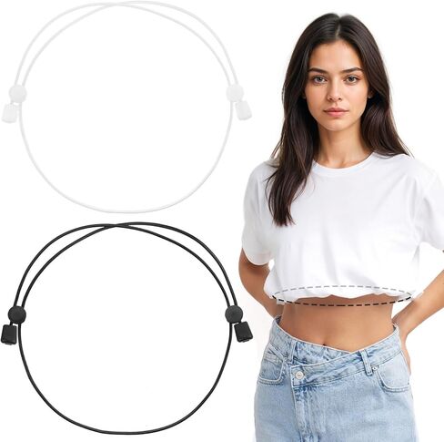 Mabor 2Pcs Crop Tuck Band, Adjustable Crop Tuck Tool for Sweater and Shirt Belly Leaking Crop Tuck Band Elastic Band to Change The Style of Your Tops Shirt Stays Belt for Women in Kuwait