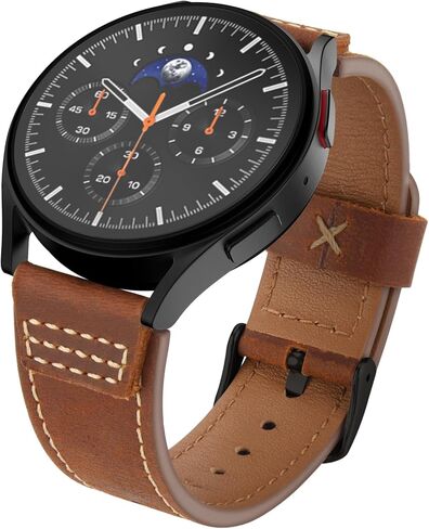 سوار جلدي من ريسيتاني متوافق مع ساعة سامسونج جالاكسي الترا 8 7 6 5 4 للرجال، حزام بديل من الجلد الطبيعي العلوي مقاس 47 مم 46 مم 45 مم 44 مم 43 مم 42 مم 40 مم in Kuwait