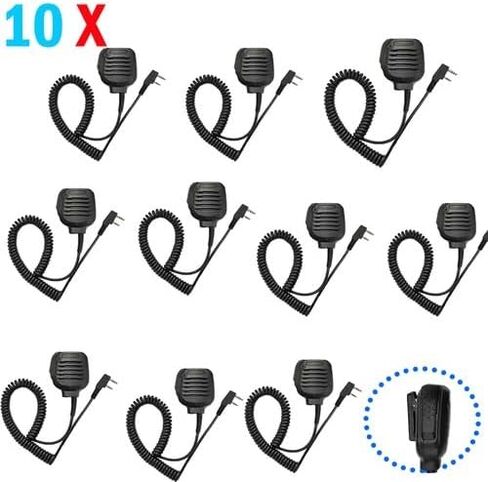 10Pcs KMC-45 2-Pin Remote Speaker Mic Featuring Swivel Belt Mount, Noise-Cancelling Element & 2.5mm Listening Port for Kenwood Radios in Saudi Arabia