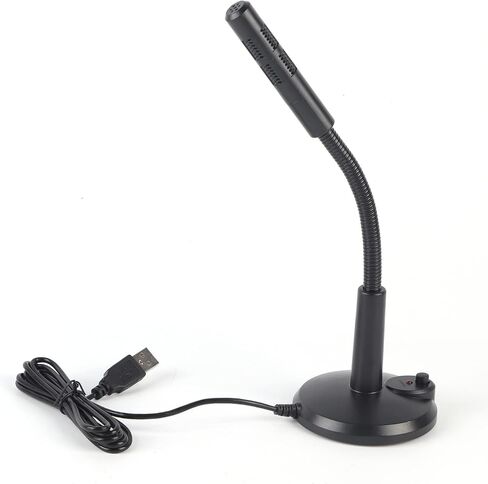 plplaaoo USB Microphone Omnidirectional 360 Degree Rotation Metal Gooseneck with Noise Cancellation Plug Play for Computer Laptop Recording Online Chatting Video Conferencing Black 25.5cm in Saudi Arabia