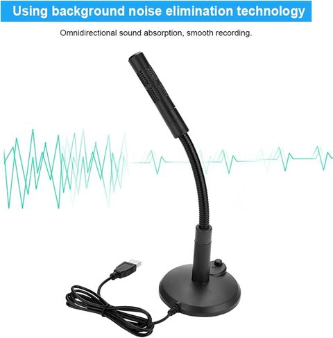 plplaaoo USB Microphone Omnidirectional 360 Degree Rotation Metal Gooseneck with Noise Cancellation Plug Play for Computer Laptop Recording Online Chatting Video Conferencing Black 25.5cm in Saudi Arabia