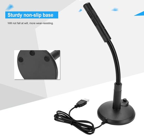 plplaaoo USB Microphone Omnidirectional 360 Degree Rotation Metal Gooseneck with Noise Cancellation Plug Play for Computer Laptop Recording Online Chatting Video Conferencing Black 25.5cm in Saudi Arabia