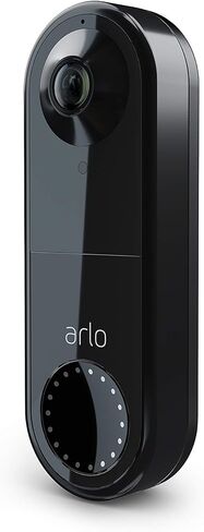 Arlo Essential Wired Video Doorbell - HD Video, 180° View, Night Vision, 2 Way Audio, Direct to Wi-Fi, No Hub Needed, Easy Installation (Existing Doorbell Wiring Required), Black - AVD1001B (Renewed) in Saudi Arabia