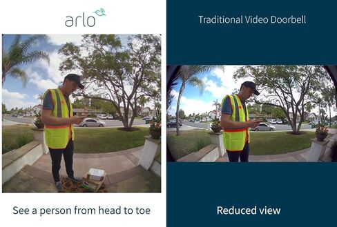 Arlo Essential Wired Video Doorbell - HD Video, 180° View, Night Vision, 2 Way Audio, Direct to Wi-Fi, No Hub Needed, Easy Installation (Existing Doorbell Wiring Required), Black - AVD1001B (Renewed) in Saudi Arabia