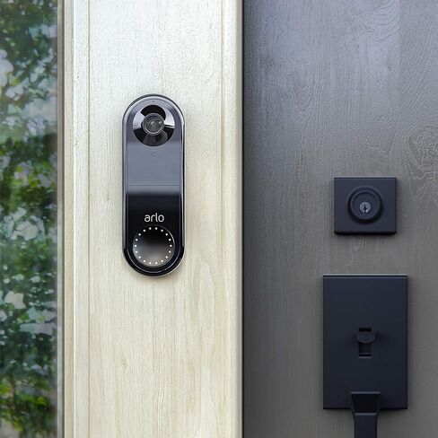 Arlo Essential Wired Video Doorbell - HD Video, 180° View, Night Vision, 2 Way Audio, Direct to Wi-Fi, No Hub Needed, Easy Installation (Existing Doorbell Wiring Required), Black - AVD1001B (Renewed) in Saudi Arabia
