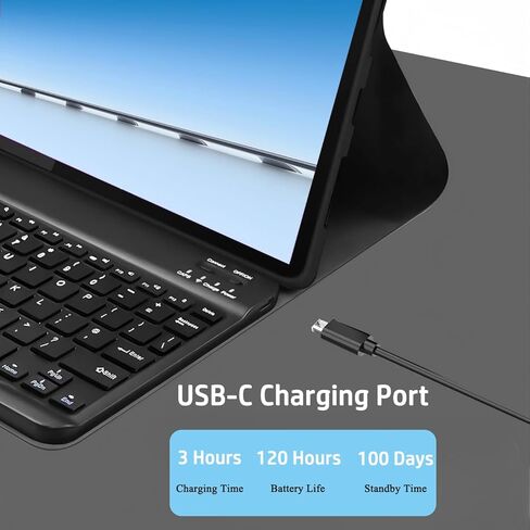 حافظة لوحة مفاتيح قابلة للفصل مع ماوس لاسلكي لجهاز Lenovo Idea Tab Pro 12.7 بوصة 2025 (TB373FU/TB375FC)، حافظة لوحة مفاتيح مغناطيسية لجهاز Lenovo Idea Tab Pro 12.7 بوصة مع حامل قلم، 3 زوايا للتعديل، أسود in Kuwait