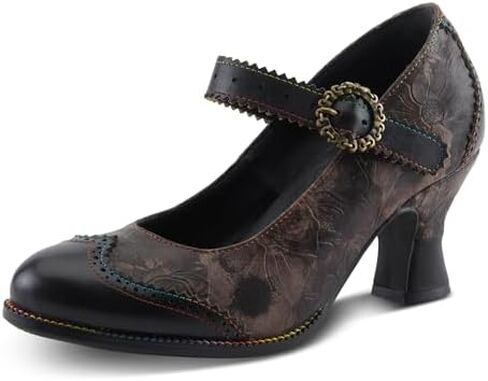 Spring Step L'Artiste Macias-Fleur Mary Jane Heels | Baroque-Inspired Leather Pumps with Scalloped Edges in Saudi Arabia