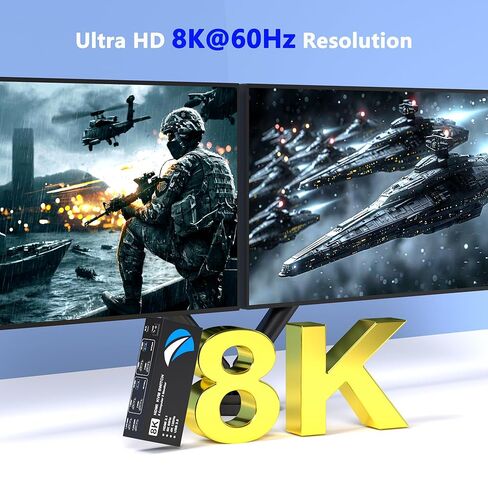8K @ 60 هرتز KVM Switch 2 شاشات 2 كمبيوتر HDMI، 4K @ 120 هرتز KVM Switches شاشة مزدوجة مع 4 منافذ USB 3.0 مشاركة لوحة مفاتيح وماوس الطابعة، شاشات التبديل لجهازي كمبيوتر، محول HDMI 2 في 2 خارج in Kuwait