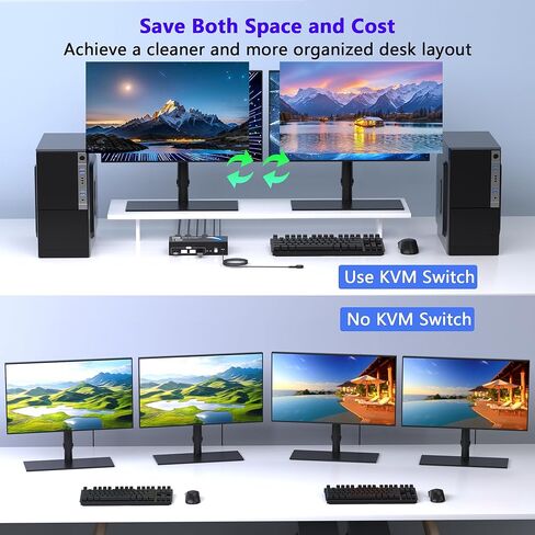 8K @ 60 هرتز KVM Switch 2 شاشات 2 كمبيوتر HDMI، 4K @ 120 هرتز KVM Switches شاشة مزدوجة مع 4 منافذ USB 3.0 مشاركة لوحة مفاتيح وماوس الطابعة، شاشات التبديل لجهازي كمبيوتر، محول HDMI 2 في 2 خارج in Kuwait