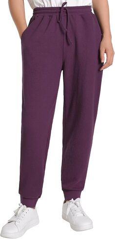 Latuza Women's Petite Lounge Pants Waffle Knit Joggers in Saudi Arabia