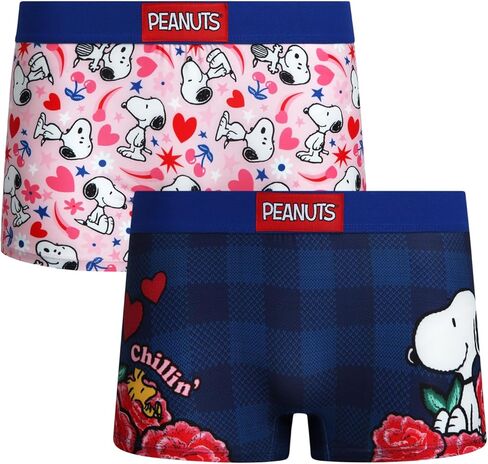 COCO BRANDS Peanuts Snoopy Womens Boyshorts Underwear - 2 Pack Soft Seamless Womens Boy Shorts Boxers with Elastic Waistband, Size X-Large, Black/White Snoopy in Saudi Arabia