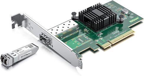 10Gb SFP+ NIC with 10Gbase-LR Transceiver, 10G Single Modee Module,10G Single SFP+ NIC Compare to Intel X520-DA1, PCI Express X8, Support Windows/Linux/VMware in Saudi Arabia