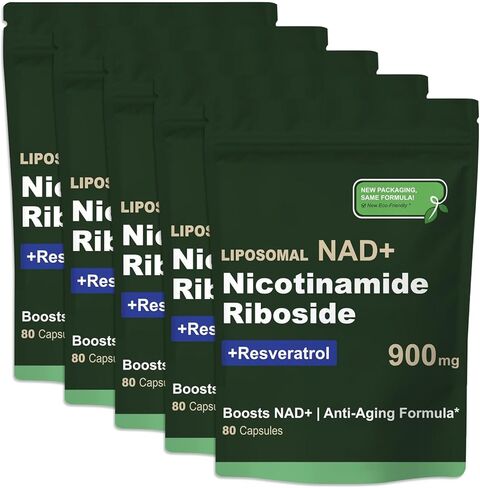 مكمل NAD ريسفيراترول مع NAD نيكوتيناميد ريبوسيد ريسفيراترول 900 مجم، تعزيز NAD+ للصحة الخلوية ومكافحة الشيخوخة والطاقة والتركيز - 80 كبسولة (قطعتان) in Kuwait