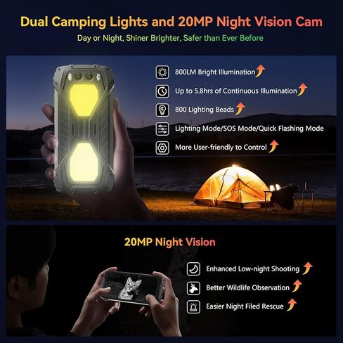Blackview BV7300 Rugged Phone 2025(Dual 800LM Camping Lights), 18GB+256GB/SD 2TB, Android 14 Gaming Phone, 15000mAh+45W Rugged Smartphone, 50MP+30MP Night Vision Camera, NFC/Fingerprint/Dual SIM/GPS in Kuwait