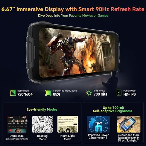 Blackview BV7300 Rugged Phone 2025(Dual 800LM Camping Lights), 18GB+256GB/SD 2TB, Android 14 Gaming Phone, 15000mAh+45W Rugged Smartphone, 50MP+30MP Night Vision Camera, NFC/Fingerprint/Dual SIM/GPS in Kuwait