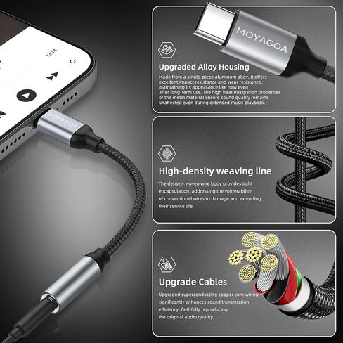 محول مقبس سماعة الرأس الصوتي 3.5 ملم AUX إلى USB-C - محول دونجل من النوع C إلى AUX لهاتف iPhone 17/15/16 وiPad Mac Pack 2 in Kuwait