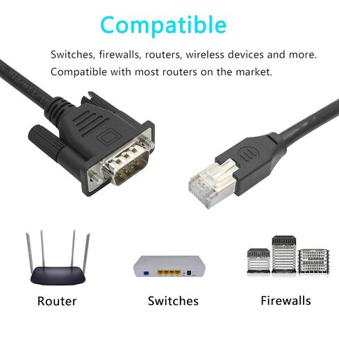 كابل توصيل ذكر RJ45 إلى DB9، سلك نحاسي نقي أساسي RS232 إلى RJ45 لمعدات الشبكة مثل أجهزة التوجيه والمفاتيح وطول الخط 3.3FT، قطعة واحدة in Kuwait