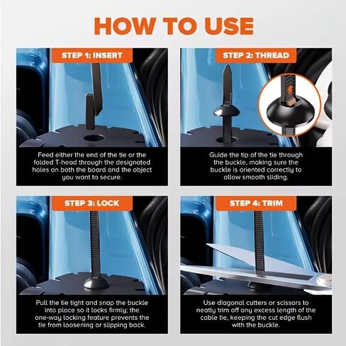 100 Pcs Nylon Universal Cable Tie Buckle - Heavy Duty Self-Locking Zip Ties Holder with Pin & Button Design Plastic Cable Ties Tool in Saudi Arabia