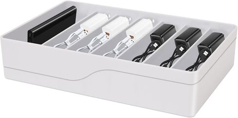 Cable Organizer Storage Box with 7 Wire Ties,Power Cord Organizer with 7 Compartments for Office,Home,Desk Accessories Storage Stationery Supplies (Large Size) in Saudi Arabia