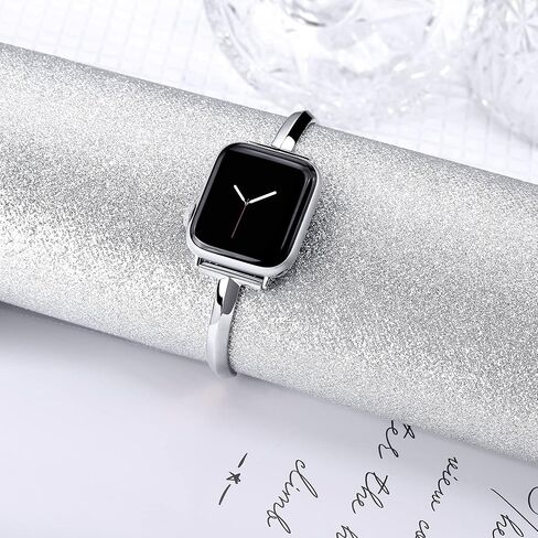 Metal Band Compatible with Apple Watch Band 42mm(Series 10) 41mm 40mm 38mm Series 10 9 8 7 6 5 4 3 2 1 SE，Adjustable Slim Versatile Bangle Bracelet for Women in Saudi Arabia