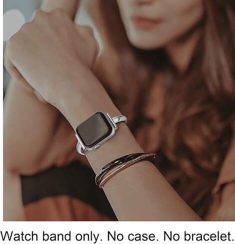 Metal Band Compatible with Apple Watch Band 42mm(Series 10) 41mm 40mm 38mm Series 10 9 8 7 6 5 4 3 2 1 SE，Adjustable Slim Versatile Bangle Bracelet for Women in Saudi Arabia