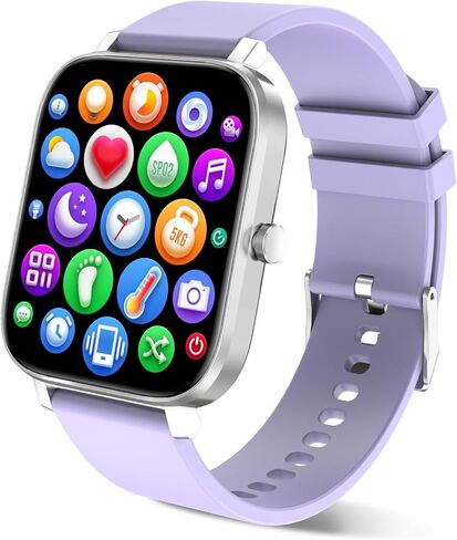 Smart Watch for Men Women Compatible with iPhone Samsung Android Phone 1.69 inch Full Touch Screen IP68 Waterproof Bluetooh Fitness Tracker Heart Rate/Sleep Monitor (Light Purple) in Saudi Arabia