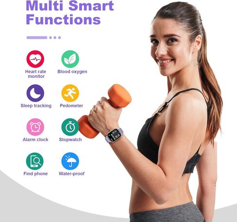 Smart Watch for Men Women Compatible with iPhone Samsung Android Phone 1.69 inch Full Touch Screen IP68 Waterproof Bluetooh Fitness Tracker Heart Rate/Sleep Monitor (Light Purple) in Saudi Arabia