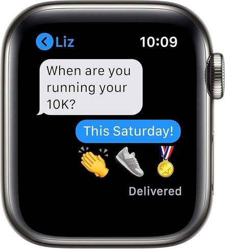 Apple Watch Series 6 (GPS + Cellular, 40mm) هيكل من التيتانيوم مع حزام رياضي أسود (متجددة) in Saudi Arabia