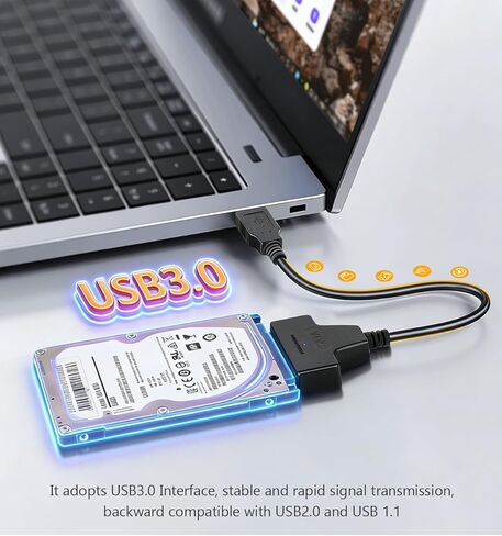SATA to USB 3.0 Adapter Cable for 2.5 Inch SSD & HDD, External Hard Drive Connector Support UASP SATA III, High Speed Data Transfer Converter for Laptop Data Recovery & Cloning (No 3.5" Drive Support) in Saudi Arabia