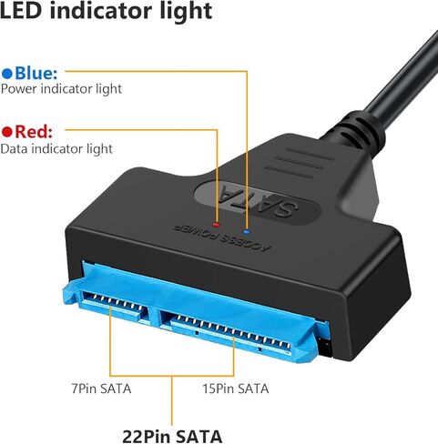 SATA to USB 3.0 Adapter Cable for 2.5 Inch SSD & HDD, External Hard Drive Connector Support UASP SATA III, High Speed Data Transfer Converter for Laptop Data Recovery & Cloning (No 3.5" Drive Support) in Saudi Arabia
