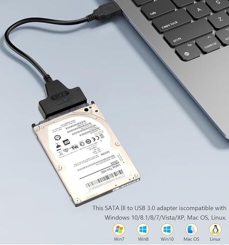 SATA to USB 3.0 Adapter Cable for 2.5 Inch SSD & HDD, External Hard Drive Connector Support UASP SATA III, High Speed Data Transfer Converter for Laptop Data Recovery & Cloning (No 3.5" Drive Support) in Saudi Arabia
